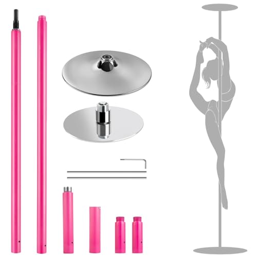 FFitness Pole Dance Stange aus Stahl mit rosa Silikonbeschichtung, 2 statische Modi und Spinning Dance Pole Kit verstellbare Tanzstange von FFitness