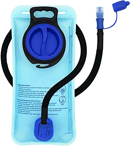 FIBOUND Trinkblase 2L Wasserblase, Hydration Bladder mit Isoliertem Beissventil und Automatischem Absperrventil, BPA Freier Wasserbehälterbeute, zum Wandern Radfahren Klettern Outdoor-Aktivität-Blau von FIBOUND