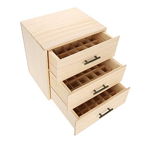 Aufbewahrungsbox für ätherische Öle, 90 Fächer Dreistufiger Behälter für ätherische Öle aus Holz Aufbewahrungskoffer Box Organizer Tisch Beauty Display Tool (10,2 x 9,6 x 4,0 Zoll) von FILFEEL