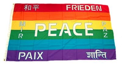 Flagge Fahne Regenbogen Peace Frieden 60 x 90 cm FLAGGENMAE® von FLAGGENMAE