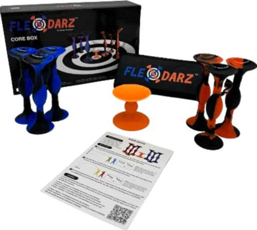 FLEXDARZ CORE Box - EU-Designgeschützte Silikon-Darts in Blau & Orange - Komplettset mit StickBull, Tragetasche & Anleitung von FLEXDARZ