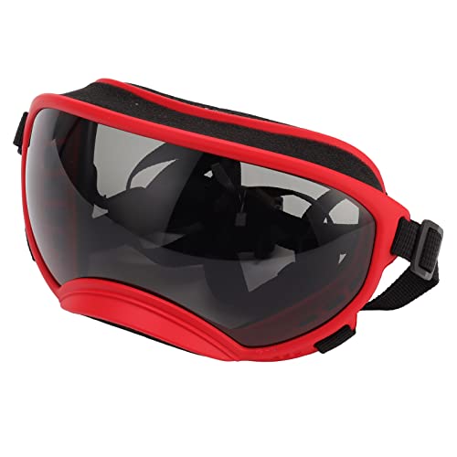 FOLOSAFENAR Hunde-Sonnenbrille, staubdichte Hundebrille, Winddicht, UV-beständig für unterwegs(Roter Rahmen und Schwarze Schutzbrille) von FOLOSAFENAR