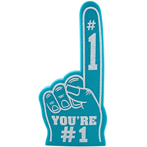 Finger You're Number 1 Schaumstoff-Hand für alle Gelegenheiten, Cheerleading-Bommel für Sport, aufregende Farben, Leichtathletik, lokale Sportveranstaltungen, Feier, 18 Riesen-Schaumstoff (Blaugrün) von FUNSTITUTION