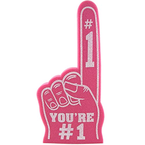Finger You're Number 1 Schaumstoff-Hand für alle Gelegenheiten, Cheerleading-Pompom für Sport, aufregende Farben, Leichtathletik, lokale Sportveranstaltungen, Feier, 18 Riesen-Schaumstoff (Pink) von FUNSTITUTION