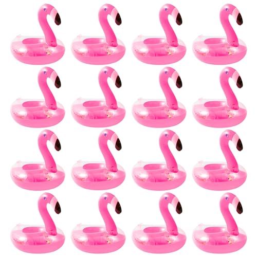 12 Pcs Flamingo Getränkehalter,Flamingo aufblasbare Getränkehalter Glitzer aufblasbare Tassenhalter Set,Flamingo Floating Getränke Halter für Erwachsene Kinder Schwimmbad Strand Bade (12) von Fadcaer