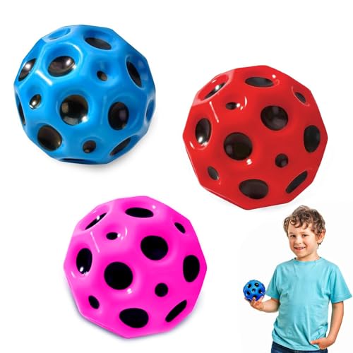 Famini Astro Jump Ball - 3er Set Moon Balls mit hoher Sprungkraft und knalligem Geräusch - 7cm Galaxy Mini Bouncy Bouncing Jumpball für Kinder im Freien - Spaceballs aus Gummi. von Famini