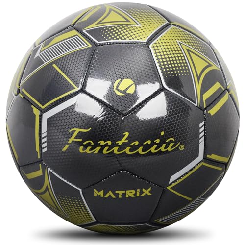 Fantecia Fußball Größe 5 für Unisex-Erwachsene Kinder, Indoor Outdoor Fussball for Training, Lederfußball mit Pumpe von Fantecia