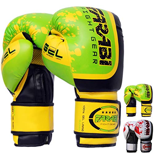 Farabi Boxing Gloves for Training Punching Sparring (Green Gell, 14-oz) von Farabi Sports
