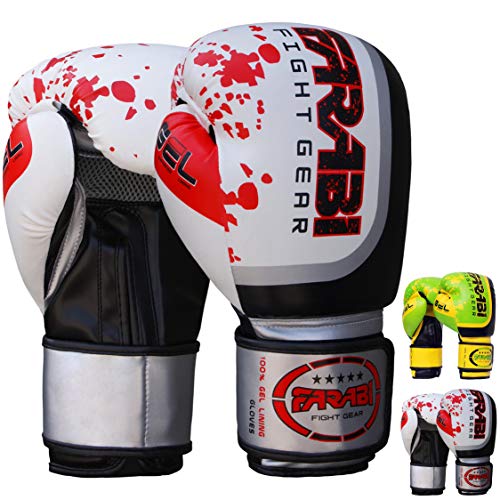 Farabi Boxing Gloves for Training Punching Sparring (White Gell, 10-oz) von Farabi Sports