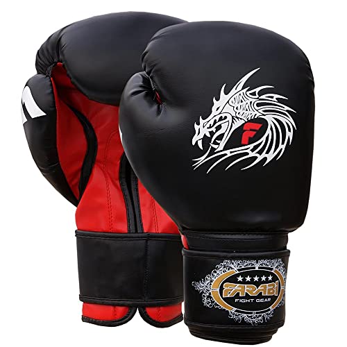 Farabi Boxing Gloves for Training Punching Sparring (Black Dragon, 14-oz) von Farabi Sports