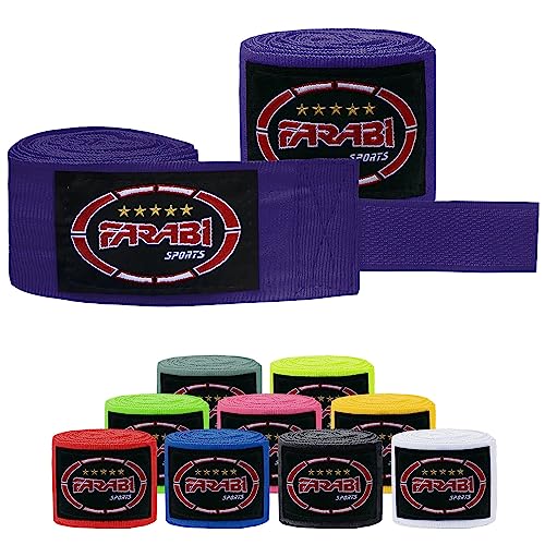 Farabi Sports Kinder & Erwachsene boxbandagen Gym Fitness Workout Bandagen Boxen Sparring Bandagen (Adult (4 Meters), Purple) von Farabi Sports