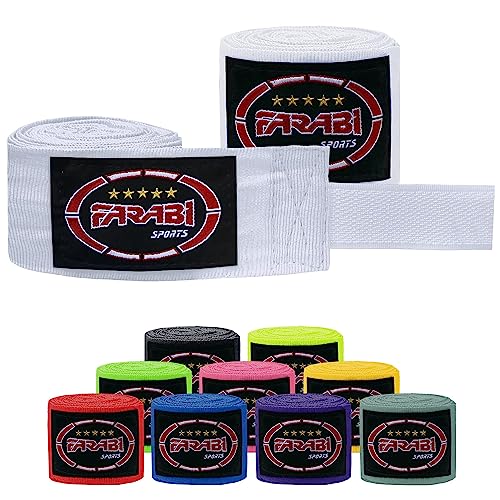 Farabi Sports Kinder & Erwachsene boxbandagen Gym Fitness Workout Bandagen Boxen Sparring Bandagen (Adult (4 Meters), White) von Farabi Sports