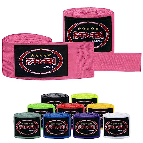Farabi Sports Kinder & Erwachsene boxbandagen Gym Fitness Workout Bandagen Boxen Sparring Bandagen (Adult (4 Meters), Pink) von Farabi Sports
