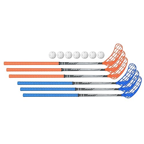 Fat Pipe | Floorball Unihockey Schläger Set Rock 33 Unihand mit gerader Schaufel | 6 Schläger und 6 Bälle | Markenqualität aus Finnland (Schaftlänge 96 cm) von Fat Pipe