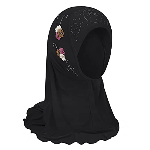 Faxianther Mädchen Kopftuch mit niedliche Blumen Hijab UV Schutz Weiche Atmungsaktive Muslimischer Kopfkappe Arabien Kopfbedeckung Schal Turban Sommermütze für 2-6 Jahre Kinder von Faxianther