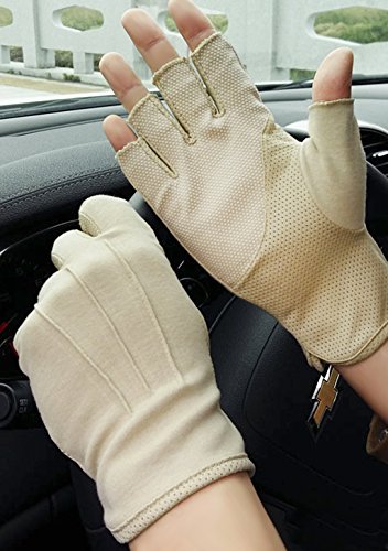Kurz Halbe Fingerhandschuhe Dünn Baumwolle Halbfinger Handschuhe UV Schutz Handgelenk Fahrradhandschuhe Kühlung Atmungsaktiv Elastisch Handschuhe Sommerhandschuhe für Outdoor Autofahren Radfahren von Faxianther