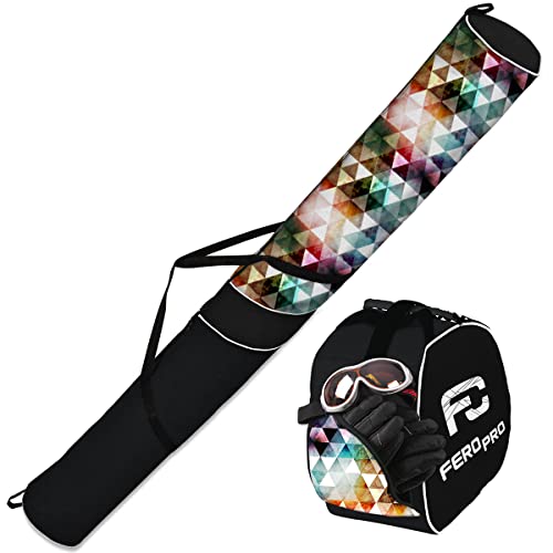 Ferocity Premium Set Skitasche und Skischuhtasche für 1 Paar Ski-Stöcke-Schuhe-Helm Triangle [053] von Ferocity
