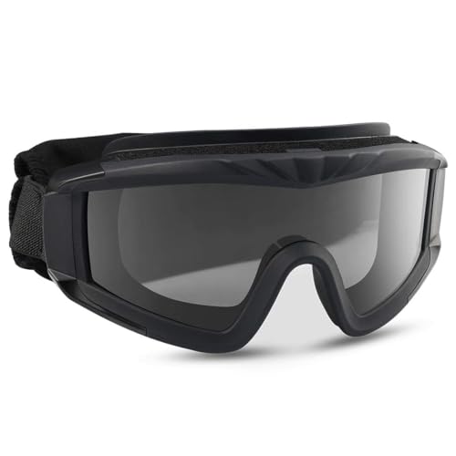 Feyachi Airsoft-Brille Taktische Militär Schutzbrille mit 3 austauschbaren Gläsern UV400-Schutz Schießbrille Anti-Fog-Brille Outdoor Sport Jagd Radfahren Paintball (Schwarz) von Feyachi