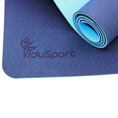 Fidusport TPE Yogamatte Trainingsgerät - rutschfester Schultergurt für Fitness, Pilates und Gymnastik - Übungsmatte mit Schultergurt und leichtem Design | 183 x 61 x 0,6 CM blau von Fidusport