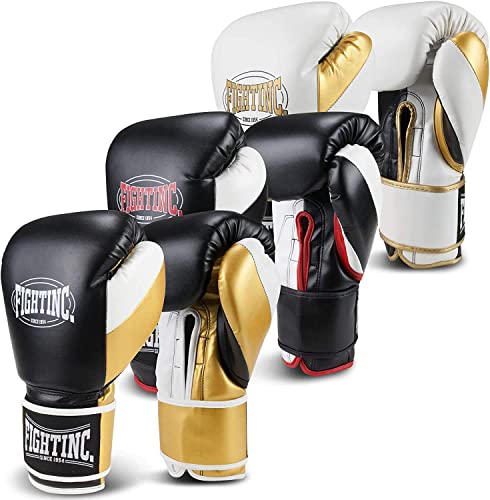 Fightinc. Boxhandschuhe Legacy - 8 10 12 14 16 Oz für Boxen Kickboxen Muay Thai MMA Kampfsport schwarz weiß rot Gold UVM (rot/grau (601), 10 Oz) von Fightinc.