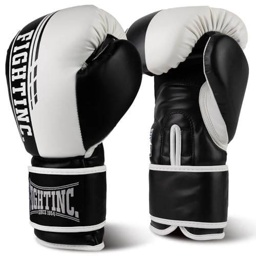 Fightinc. Boxhandschuhe Legacy - 8 10 12 14 16 Oz für Boxen Kickboxen Muay Thai MMA Kampfsport schwarz weiß rot Gold UVM (schwarz/weiß (002), 10 Oz) von Fightinc.