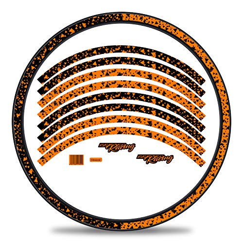 Finest Folia 16-teiliges Set Felgenrandaufkleber Sticker für Fahrrad Felgen im 2 Face Design Komplett Set für 27" 29" für Rennrad Mountainbike MTB Laufrad RX030 (Neon Orange, Glanz) von Finest Folia