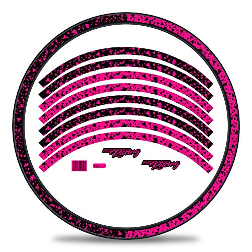 Finest Folia 16-teiliges Set Felgenrandaufkleber Sticker für Fahrrad Felgen im 2 Face Design Komplett Set für 27" 29" für Rennrad Mountainbike MTB Laufrad RX031 (Neon Pink, Matt) von Finest Folia