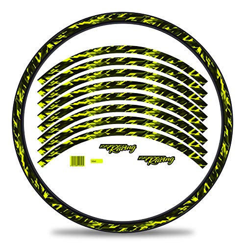 Finest Folia 16-teiliges Set Felgenrandaufkleber Sticker für Fahrrad Felgen im Future Design Komplett Set für 27" 29" für Rennrad Mountainbike MTB Laufrad RX027 (Neon Gelb, Matt) von Finest Folia