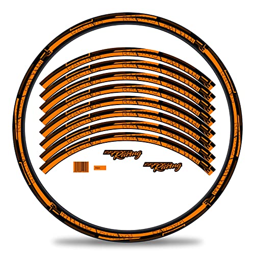 Finest Folia 16-teiliges Set Felgenrandaufkleber Sticker für Fahrrad Felgen Streifen Stripes Design Komplett Set für 27" 29" für Ebike Rennrad Mountainbike MTB RX038 (Neon Orange Glanz) von Finest Folia