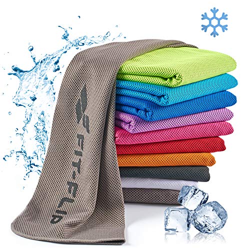 Fit-Flip Kühlendes Handtuch - als Cooling Towel und mikrofaser Kühltuch - kühlendes Sporthandtuch - Airflip Towel für Fitness und Sport - Ice Towel Kühlhandtuch (grau, 120x35cm) von Fit-Flip