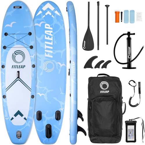 Fitleap Premium Stand Up Paddle Board aufblasbar - SUP Board Set mit Hochdruckpumpe, verstellbarem Paddel und Rucksack - Ideal für Anfänger und Profis - Perfekt für Yoga, Surfen und Wassersport von Fitleap