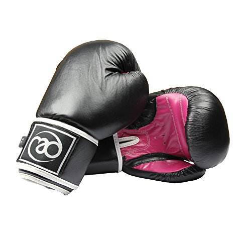FITNESS MAD Damen Fit, 227 g, Pro Sparring-Handschuhe aus Leder, Schwarz, 226g von Fitness Mad