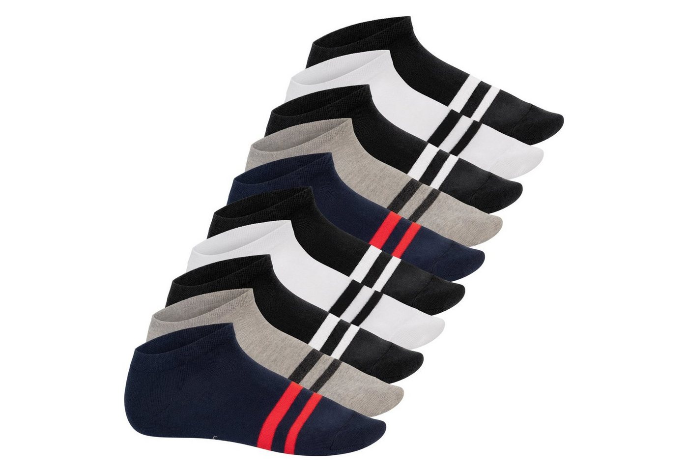 Footstar Füßlinge Damen & Herren Sneaker Socken mit Blockringeln (10 Paar) von Footstar