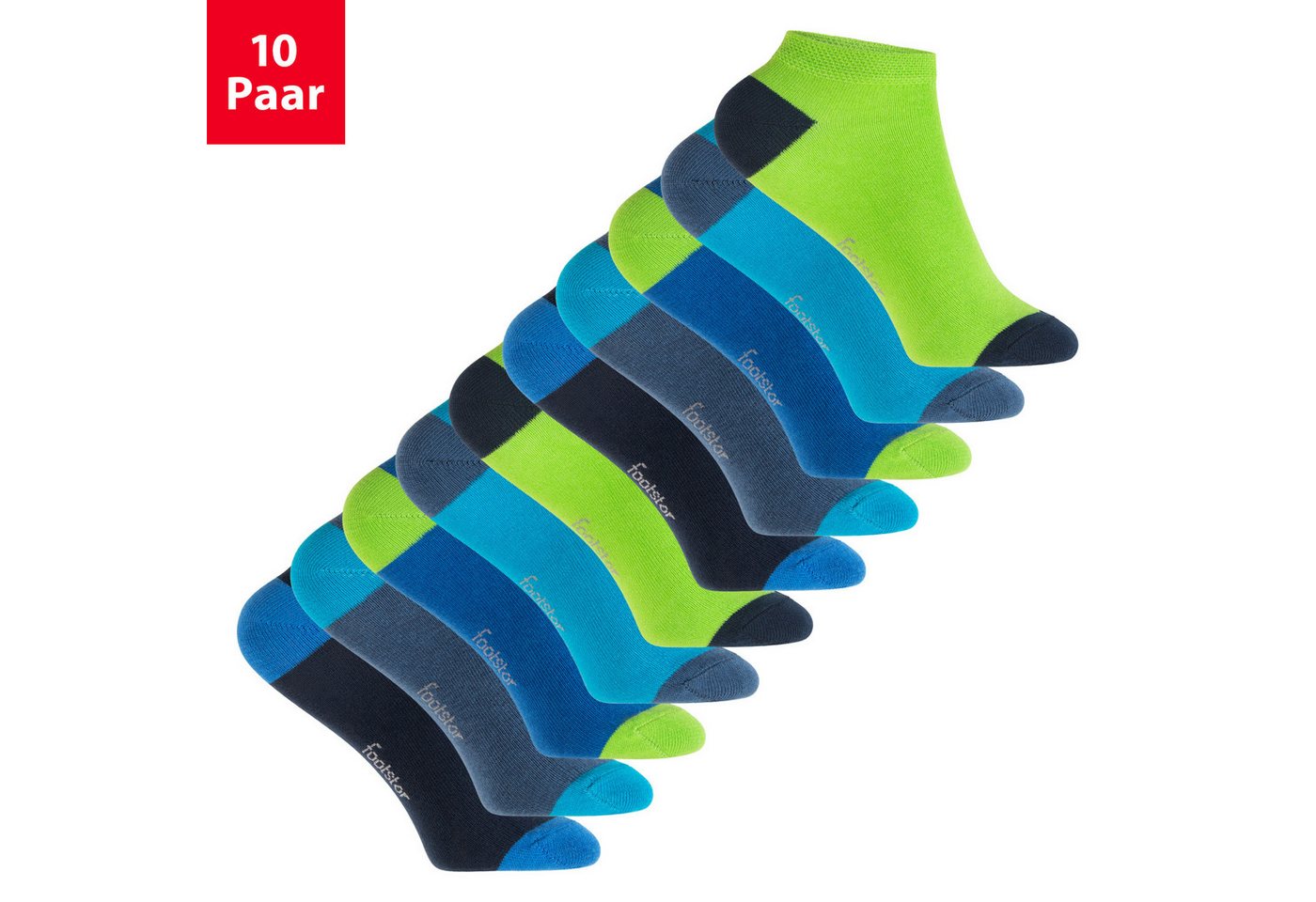 Footstar Kurzsocken Kinder Sneaker Socken (10 Paar) Ferse/Spitze farbig von Footstar