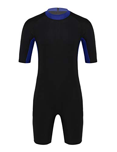 Freebily Herren Tauchanzug Kurz Neoprenanzug Surfanzug Kurzarm Badeanzug Schwimmanzug Trainings Badebekleidung Navy blau M von Freebily