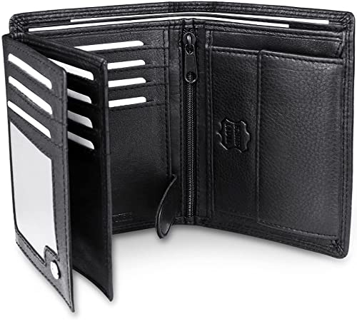 Frentree® Herren Geldbörse aus Nappa Leder mit RFID Schutz, 15 Kartenfächer, Hochformat Portemonnaie, Schwarz von Frentree