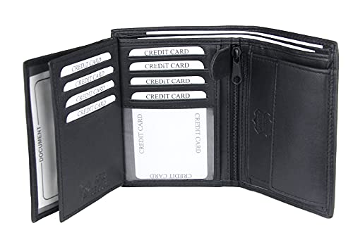 Frentree® Herren Leder Geldbörse mit RFID Schutz, 11 Kartenfächer, Hochformat Portemonnaie, Schwarz von Frentree