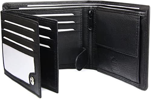 Frentree® Herren Geldbörse aus Nappa Leder mit RFID Schutz, 12 Kartenfächer, Querformat Portemonnaie, Schwarz von Frentree