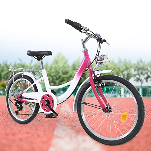 20 Zoll Kinderfahrrad Kinder Mädchen Fahrrad 6-Gang Kinderrad Citybike Rosa Kinder Fahrrad für Mädchen Drehgriffschaltung Kleinkindfahrrad Fahrräder von Froulaland