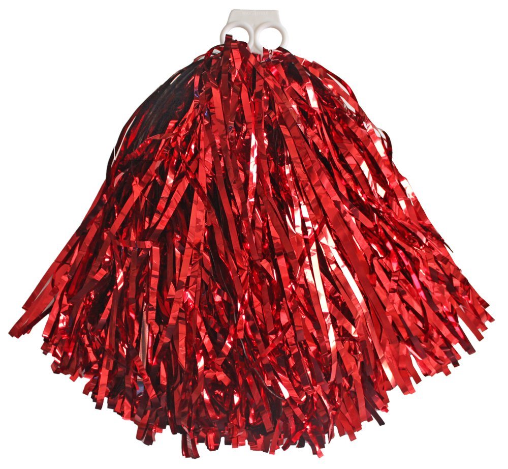 Funny Fashion Kostüm XL Cheerleader Pompon Metallic, Rot von Funny Fashion