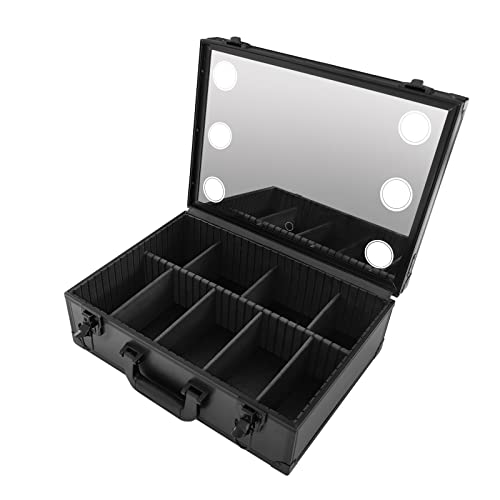 Kosmetikkoffer Schminkkoffer Alu Kosmetikkoffer Beauty Case Friseurkoffer Werkzeugkoffer Kit mit LED-Licht für Friseure und Visagisten von Futchoy