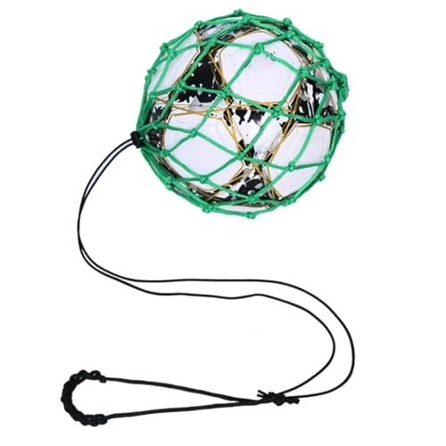 GABEALF Grüne Fußball-Netztasche, Kräftige Verschlüsselung + Elastisches Seil, Fußball-Trainingstasche, Tragbare Balltasche von GABEALF