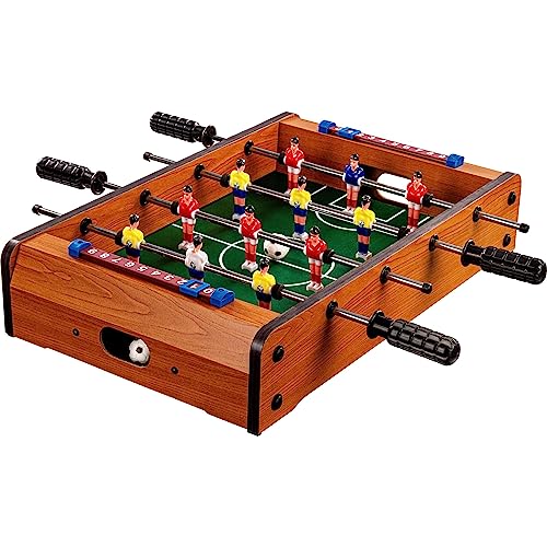 GAMES PLANET Mini-Tisch-Kicker Tischfussball „Dundee“, helles Holzdekor, Maße: 51x31x8 cm, Gewicht: 2,6 kg, 4 Spielstangen, inkl. 2 Bälle von GAMES PLANET