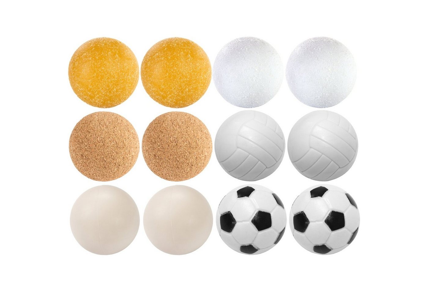 GAMES PLANET Spielball Games Planet Kickerbälle Mischung, 6 oder 12 Stück (Set), 6 unterschiedliche Sorten (Kork, PE,PU, Kunststoff), Durchmesser 35mm, Tischfussball Kickerbälle, Ball von GAMES PLANET