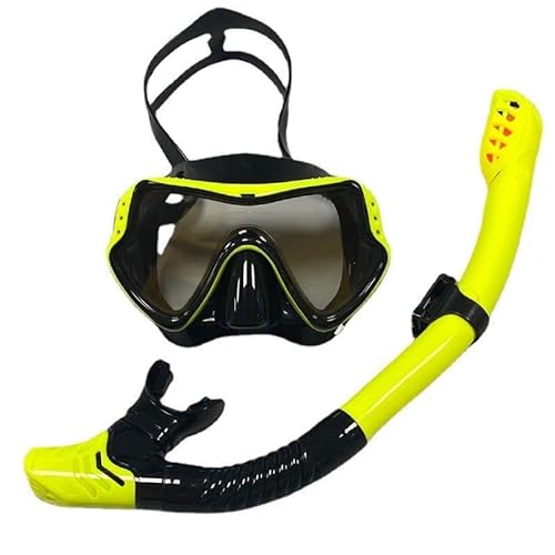 Schnorchelausrüstungsset für Erwachsene, Antibeschlag-Schnorchelmaske, Panorama-Tauchmaske mit Dry-Top-System, auslaufsichere 180°-Panorama-Schnorchelmaske I von GAOJYLF