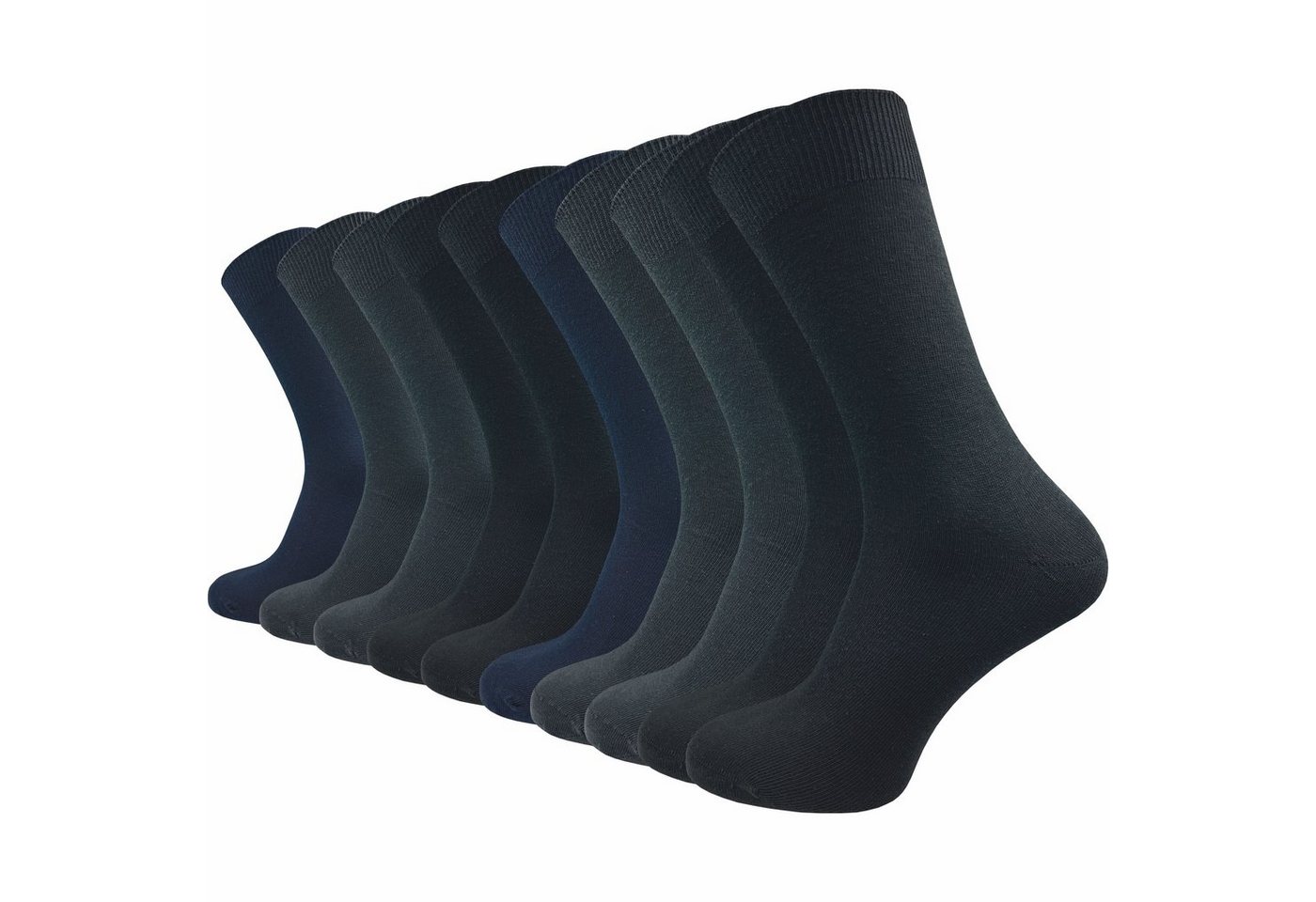 GAWILO Basicsocken aus 100% Baumwolle für Herren in 3 Farbkombinationen ohne Gummidruck (10 Paar) natur-, blau- & dunkle Töne - ideale Ergänzung Ihres Socken Sortiments von GAWILO