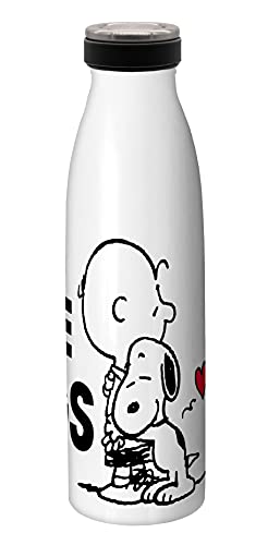 GEDA LABELS Unisex Jugend Peanuts Free Hugs Trinkflasche, Isolierflasche, weiß, 500 ml von Gedalabels