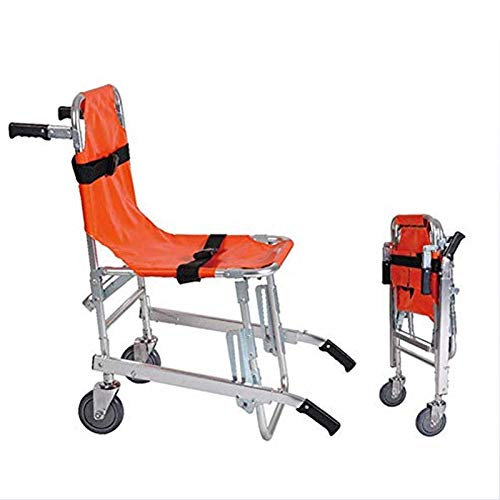 GLJY EMS Treppenstuhl aus Aluminiumlegierung - Leichtgewichtiger, zusammenklappbarer Rettungswagen-Feuerwehrmann-Evakuierungsstuhl für Rettungswagen mit Schnellverschluss, orange von GLJY