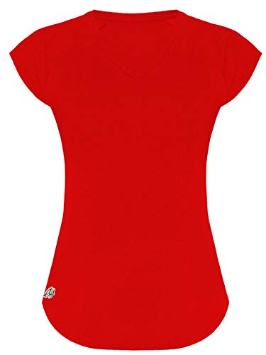 GO HEAVY Damen Fitness Funktions Sport T-Shirt Laufshirt Kurzarm Schnelltrocknend Yoga Sportoberteil | Rot M von GO HEAVY