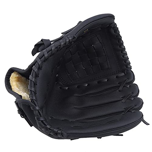 GOBBIS Baseball Handschuhe,Softball Handschuh Outdoor Sports Baseballhandschuh Softball-Übungsgeräte Größe 9.5/10.5/11.5/12.5 Linkshänder für Erwachsene Mann-Frauentraining (Color : Black (11.5)) von GOBBIS
